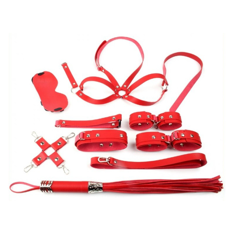 Generique Coffret Bondage SM OBEDIENCE 10 Pièces Rouge